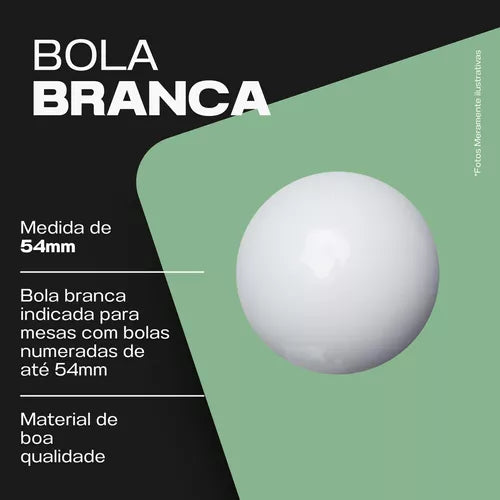 Bola Branca Para Mesa De Sinuca 54mm